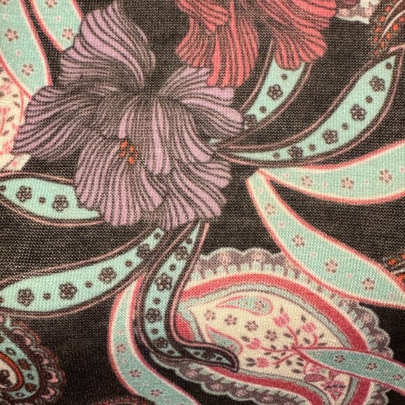 BCBGMaxAzria Women's Mesh Long-Sleeve Top Multicolor Paisley NWT Size L - Picture 8 of 8